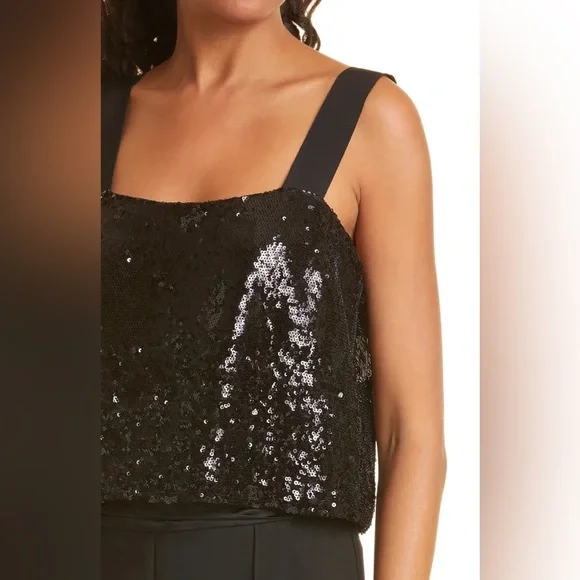 VERONICA BEARD Adi Black Sequin Crop Camisole Top size 14 - Picture 3 of 14